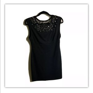 Body C - Black cocktail party Dress- mini sheer V back with sparkles